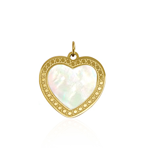 Stainless steel charms shell heart Gold-White (natural colour)