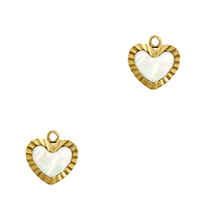 Stainless steel charms shell heart Gold-White (natural colour)