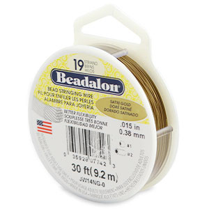 Beadalon stringing wire 19 strand 0.38mm Satin Gold