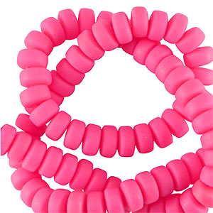 Polymer beads rondelle 7mm Bright Pink