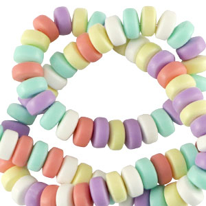 Polymer beads rondelle 7mm Multicolour Pastel