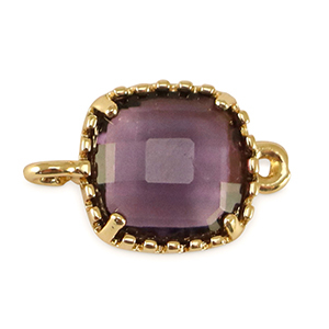 Crystal glass connectors square Purple-Gold