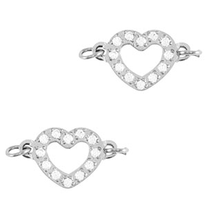 Stainless steel charms connector heart Silver