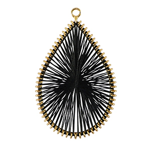 Crochet pendants with macram&eacute; bead cord drop Gold-Black