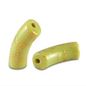 Acrylic beads tube shiny Lime Green-Gold