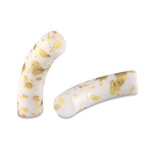 Acrylic beads tube matt White-Gold