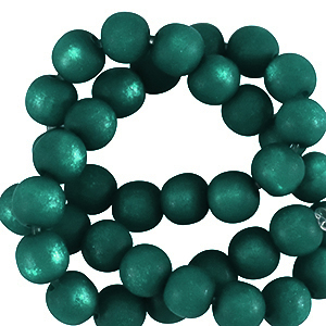 Super Polaris Apaco beads round 8 mm matt Petrol Green
