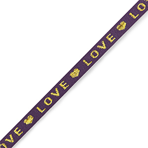 Ribbon text "love" Purple-Gold