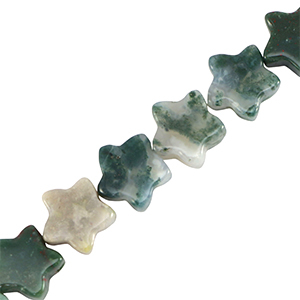 Natural stone beads star Clover Green