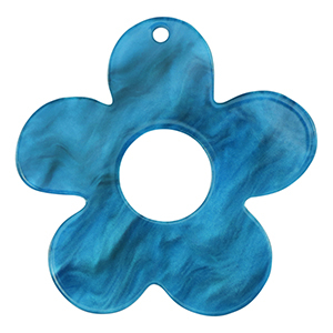 Resin pendants flower Prussian Blue