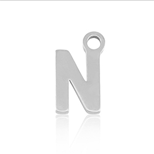 Stainless steel charms initial N Silver