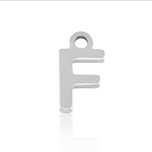 Stainless steel charms initial F Silver