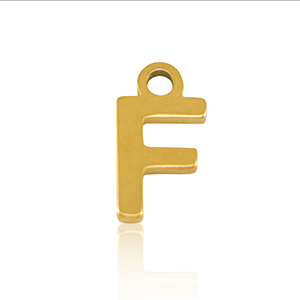 Stainless steel charms initial F Gold