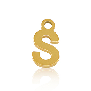 Stainless steel charms initial S Gold