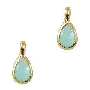 Crystal glass charms drop Light Blue-Gold