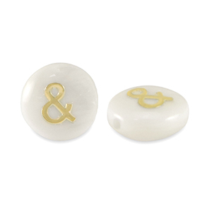 Glass beads rondelle shell&nbsp;look "&" White-Gold