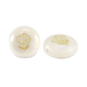 Glass beads rondelle shell look rose White-Gold