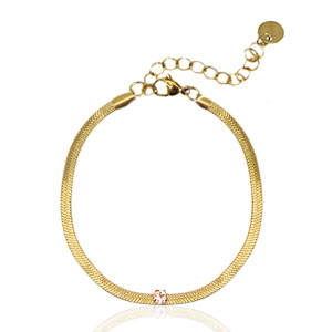 Stainless steel snake bracelets crystal Gold-Pink