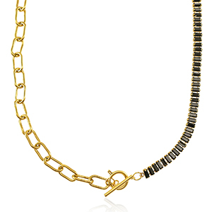 Stainless steel necklaces Gold-Black