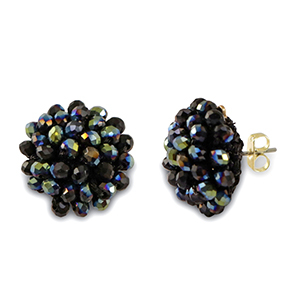 Top Faceted earrings with loop Midnight Blue AB