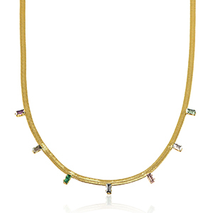 Stainless steel snake necklaces crystal Gold-Multicolour