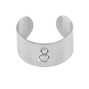 Stainless steel findings rings with loop Silver