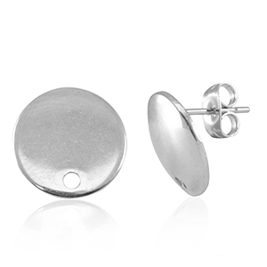 Stainless steel findings earrings / earpin with eye 13mm Silver