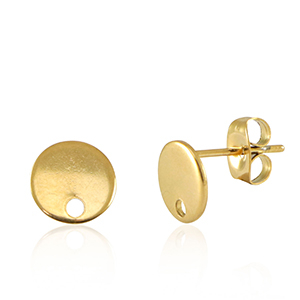 Stainless steel findings earrings / earpin with eye 8mm Gold