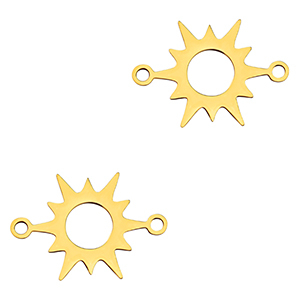 Stainless steel charms connector sun Gold