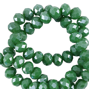 Top faceted beads 4x3mm disc Nile Green-Pearl Shine Coating