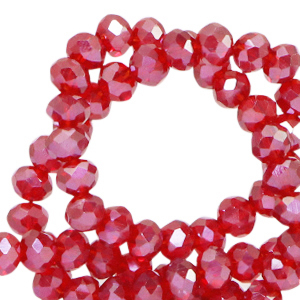 Top faceted beads 4x3mm disc Raisin Torte Red-Pearl Shine Coating