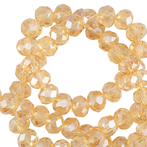 Top faceted beads 4x3mm disc Marigold Yellow-Pearl Shine Coating