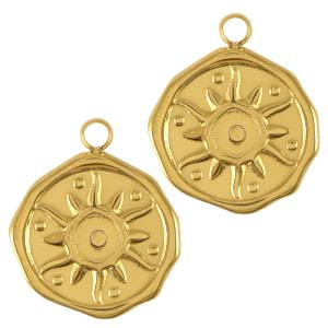 Stainless steel charms sun Gold