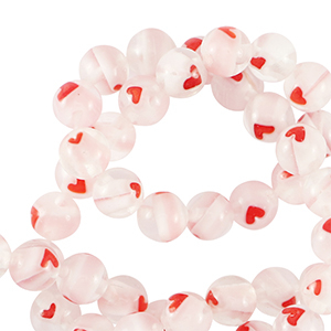 Millefiori beads heart 6mm Transparent-Red