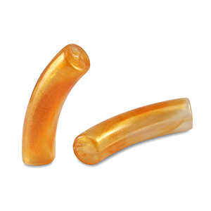 Acrylic tube beads shiny Golden Orange