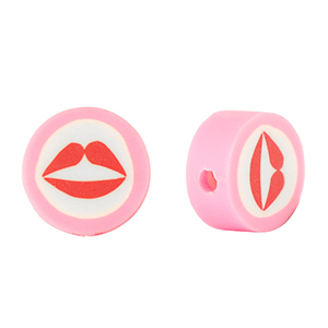 Polymer beads kiss 10mm Pink-White Red