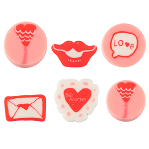 Polymer beads Love Pink-White Red