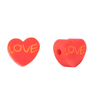 Polymer beads heart "love" Red