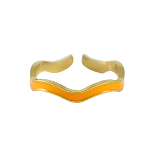 Stainless steel rings Gold-Orange