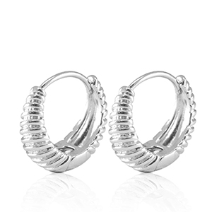 Brass TQ metal earrings creole Silver