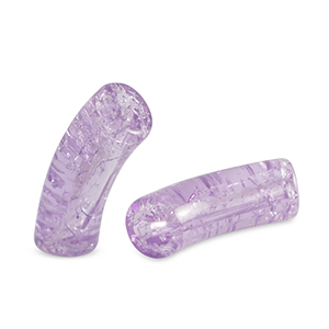 Acrylic tube beads crackled Lavender Purple
