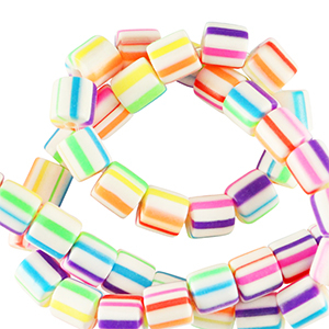 Polymer beads 6mm White-Multicolour