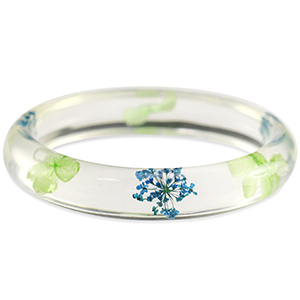 Ready-made Bracelets with dried flowers Green Blue