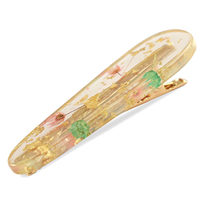 Hair accessories hairclips with dried flowers Light Pink Green-Gold