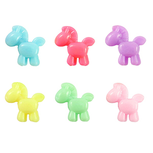 Acrylic look beads horse Multicolour Pastel