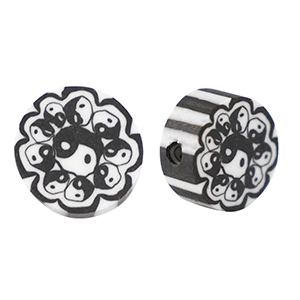 Polymer beads Yin & Yang 9mm Black-White