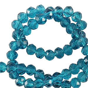 Top faceted beads 4x3mm disc Teal Blue
