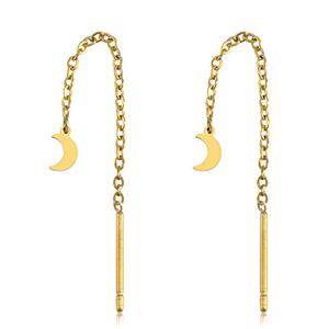 Stainless steel earrings moon Gold
