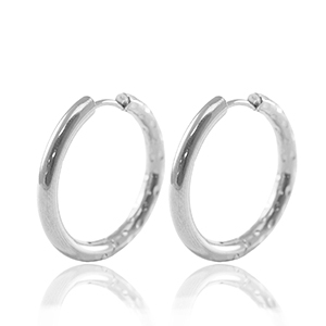 Stainless steel earrings creole reversible 23mm Silver