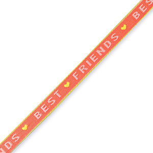 Ribbon text "best friends" Coral Red-Lime Green